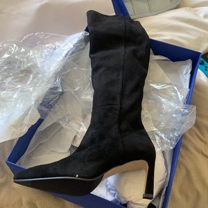 NWT in box Stuart Weitzman Demi 75 Black Suede boots